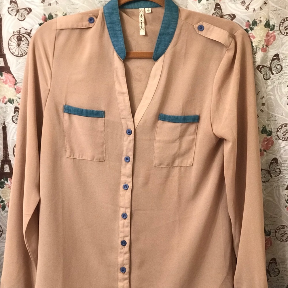 Chiffon denim blouse